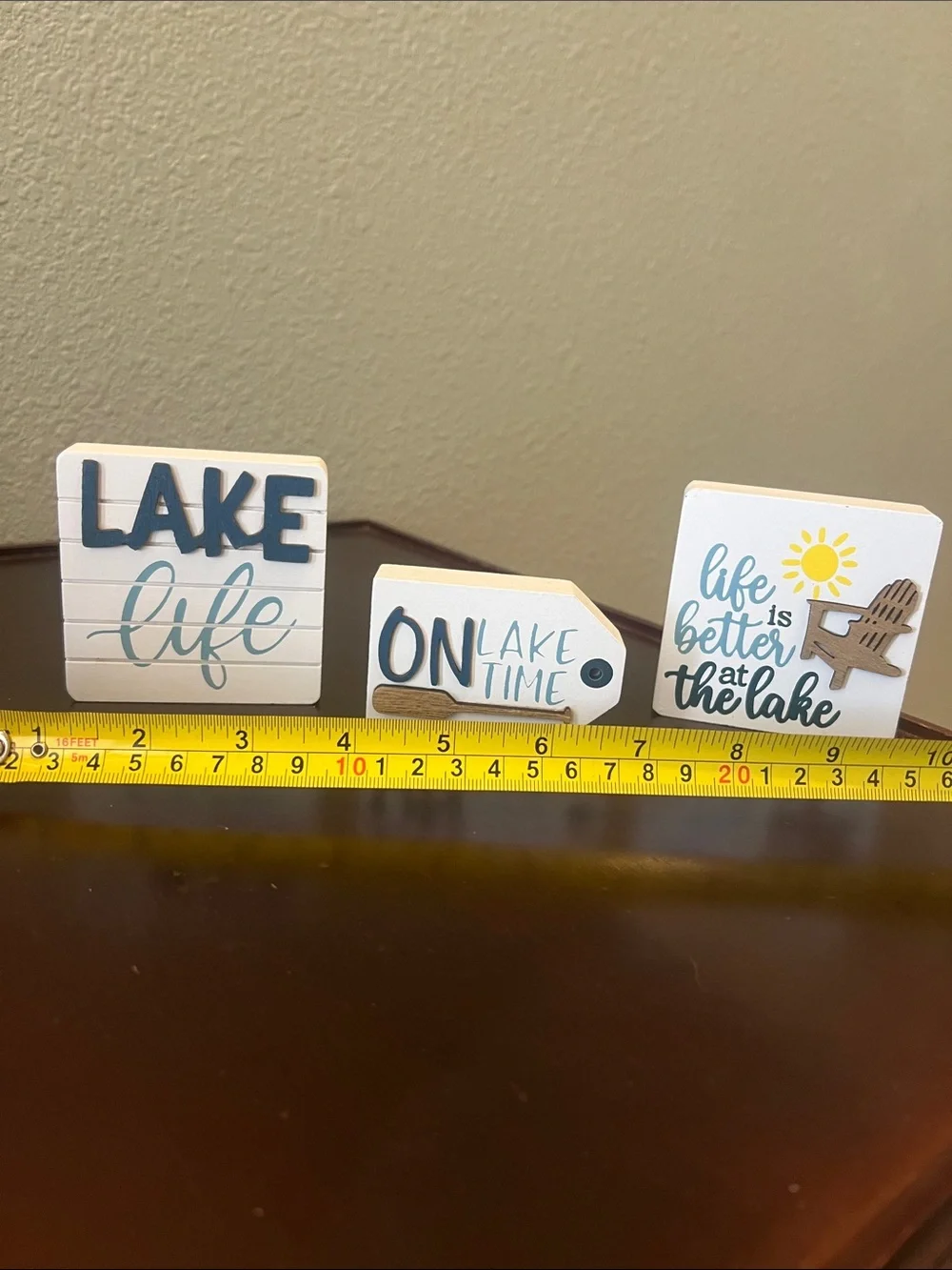 New Lake Life Decorative Wooden Signs Set of 3- White & Blue